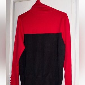 Flattering Red and Black Turtleneck Sweater